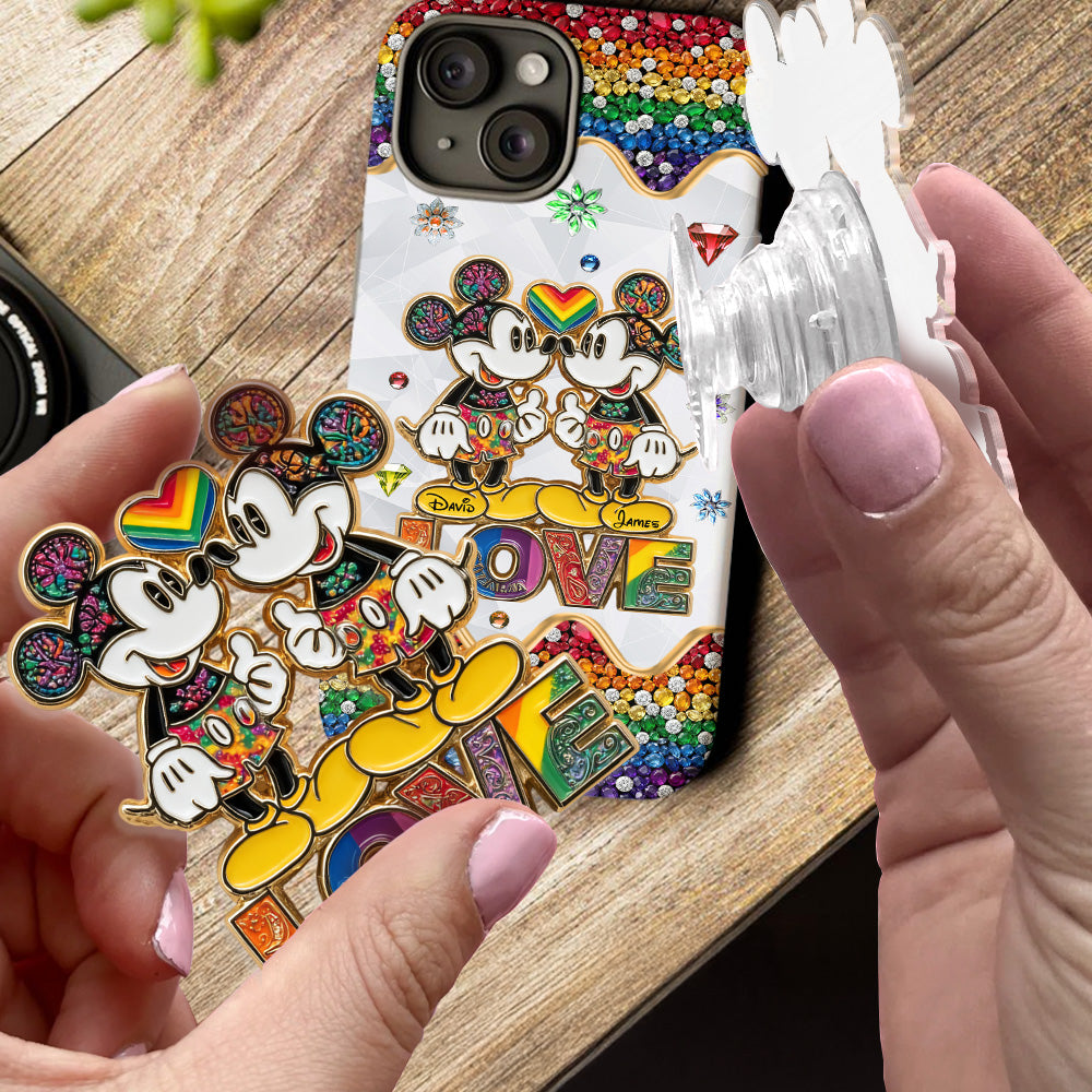 Rainbow Mouse Couple Love - Personalized LGBT Support Full Print Phone Case