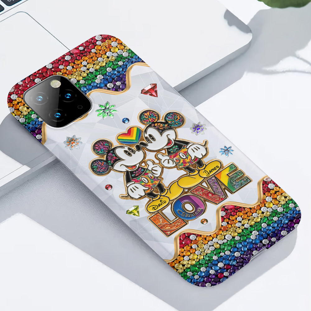 Rainbow Mouse Couple Love - Personalized LGBT Support Full Print Phone Case