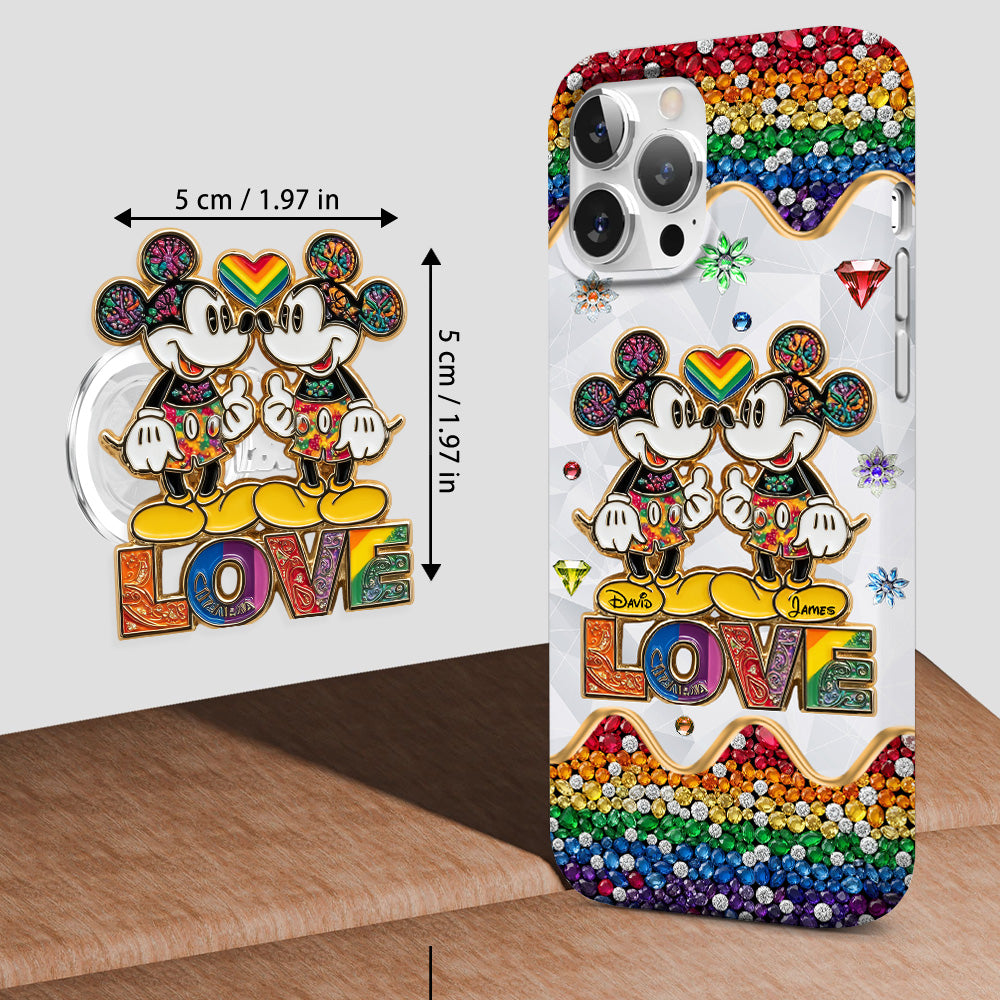 Rainbow Mouse Couple Love - Personalized LGBT Support Full Print Phone Case