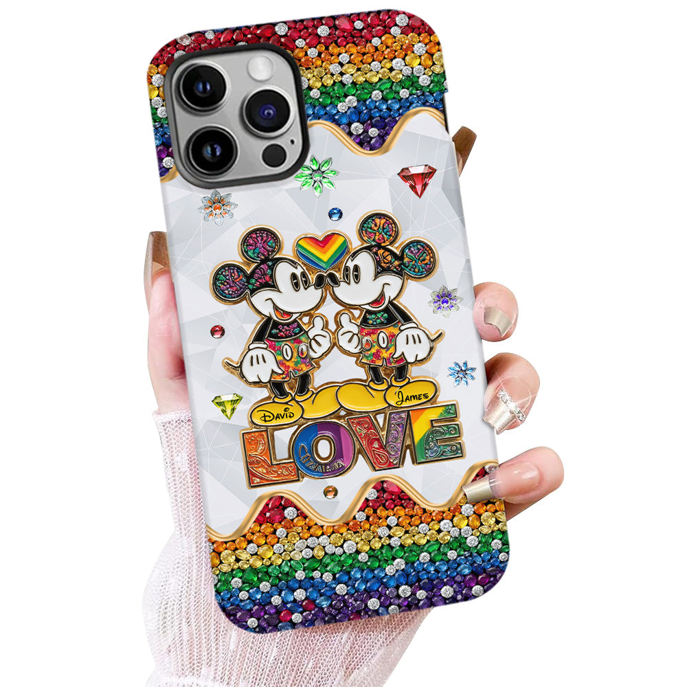 Rainbow Mouse Couple Love - Personalized LGBT Support Full Print Phone Case