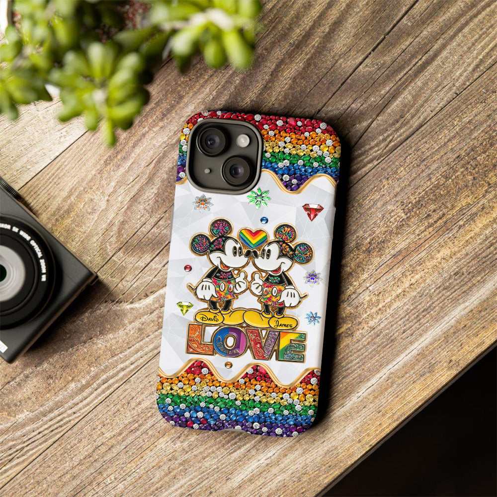 Rainbow Mouse Couple Love - Personalized LGBT Support Full Print Phone Case