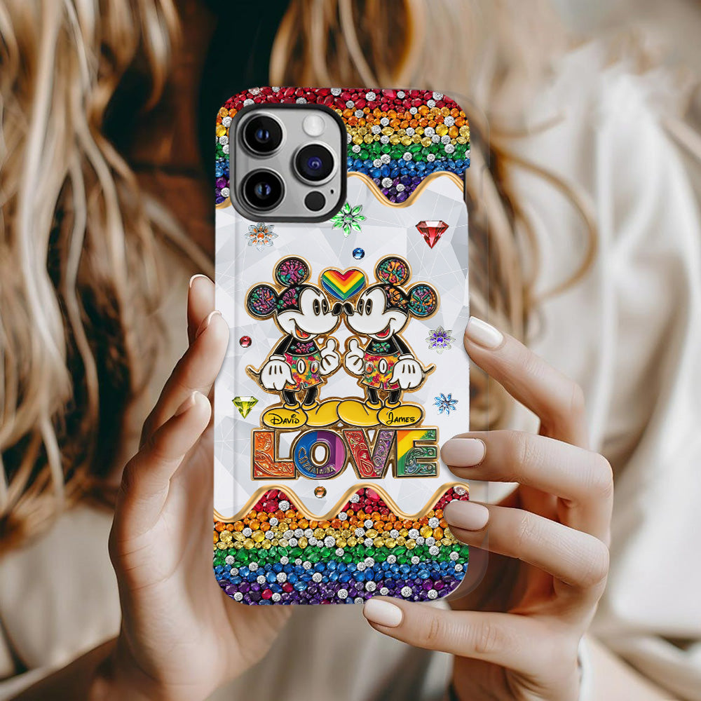 Rainbow Mouse Couple Love - Personalized LGBT Support Full Print Phone Case