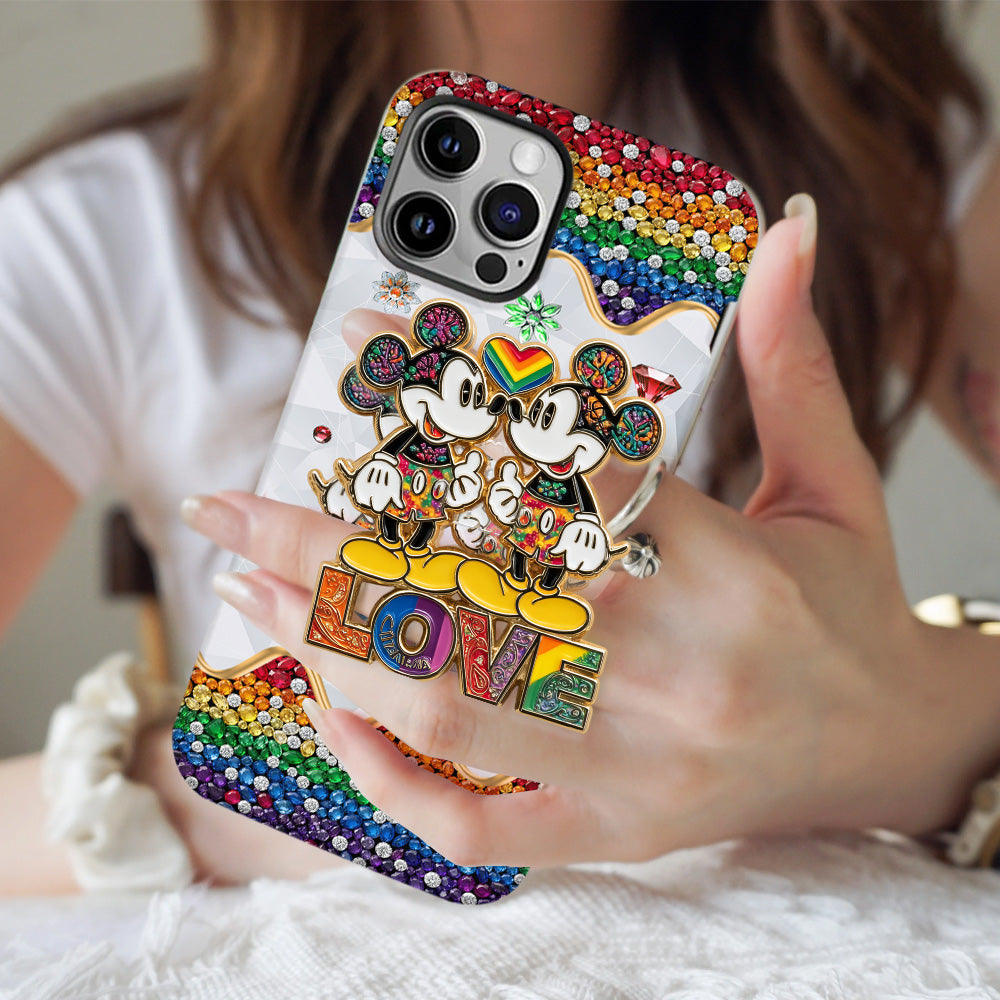Rainbow Mouse Couple Love - Personalized LGBT Support Full Print Phone Case
