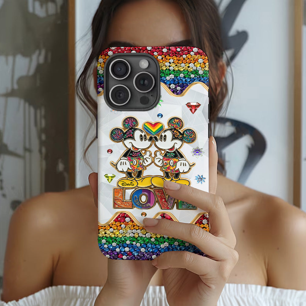 Rainbow Mouse Couple Love - Personalized LGBT Support Full Print Phone Case