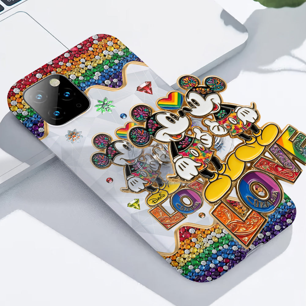 Rainbow Mouse Couple Love - Personalized LGBT Support Full Print Phone Case