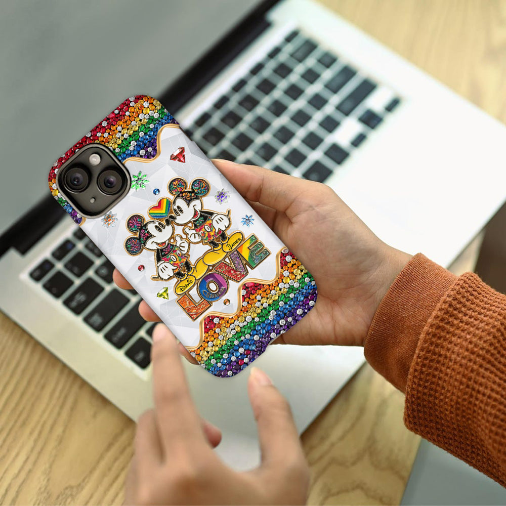 Rainbow Mouse Couple Love - Personalized LGBT Support Full Print Phone Case