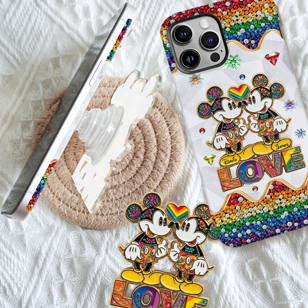 Rainbow Mouse Couple Love - Personalized LGBT Support Full Print Phone Case