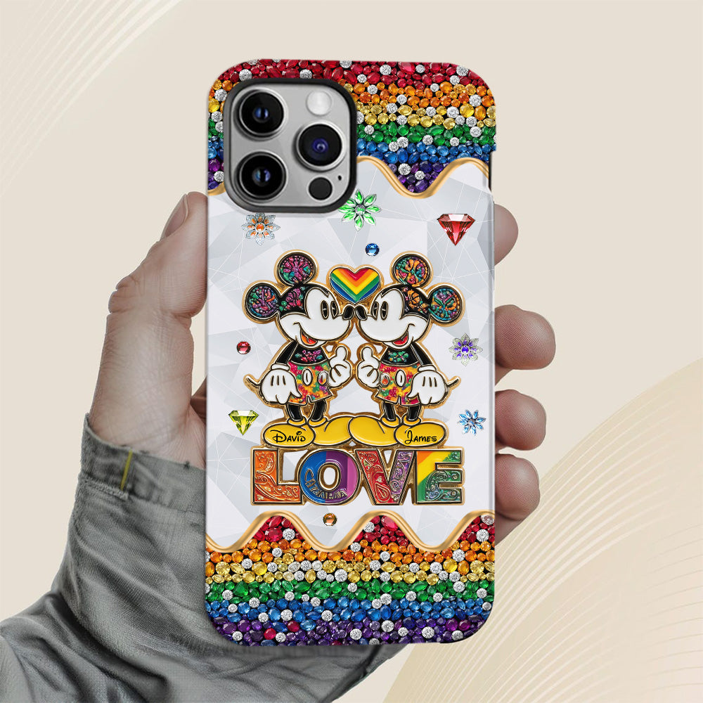 Rainbow Mouse Couple Love - Personalized LGBT Support Full Print Phone Case