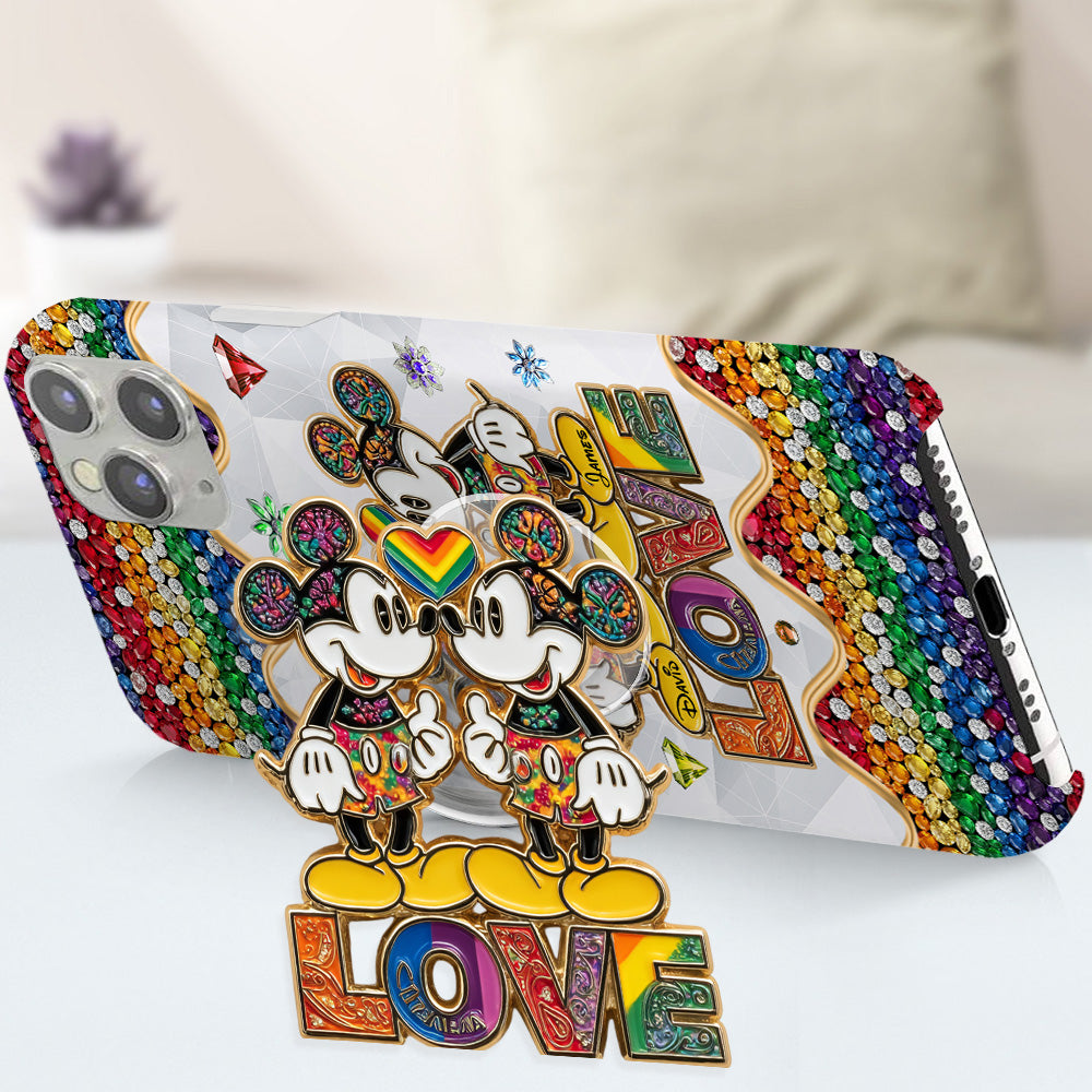 Rainbow Mouse Couple Love - Personalized LGBT Support Full Print Phone Case