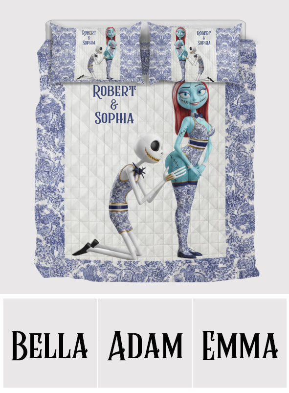 Playful Couple Funny Gift Toyle De Jouy Style - Personalized Nightmare Quilt Set