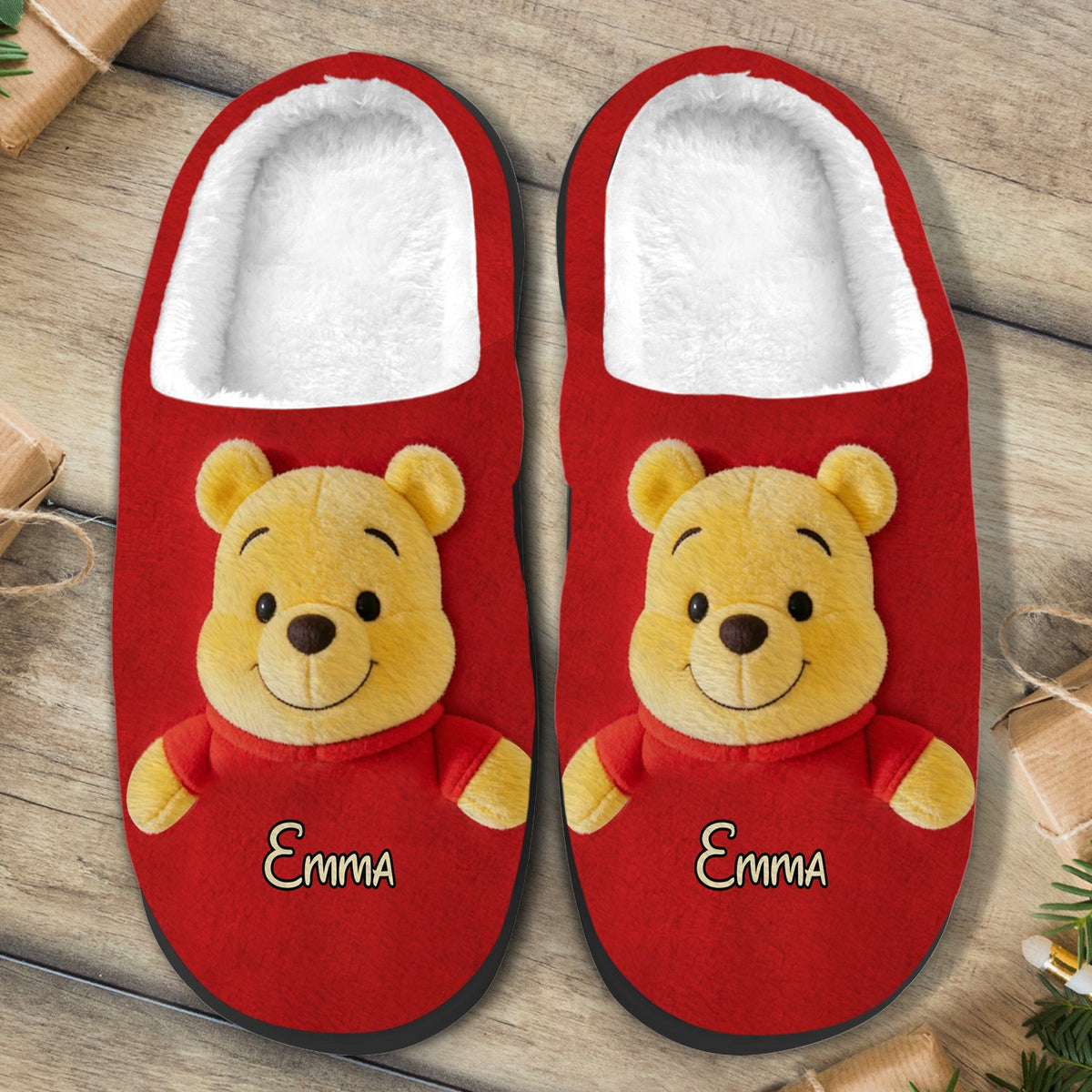 Cute Yellow Bear - Personalized Yellow Bear Open-Toe Slippers