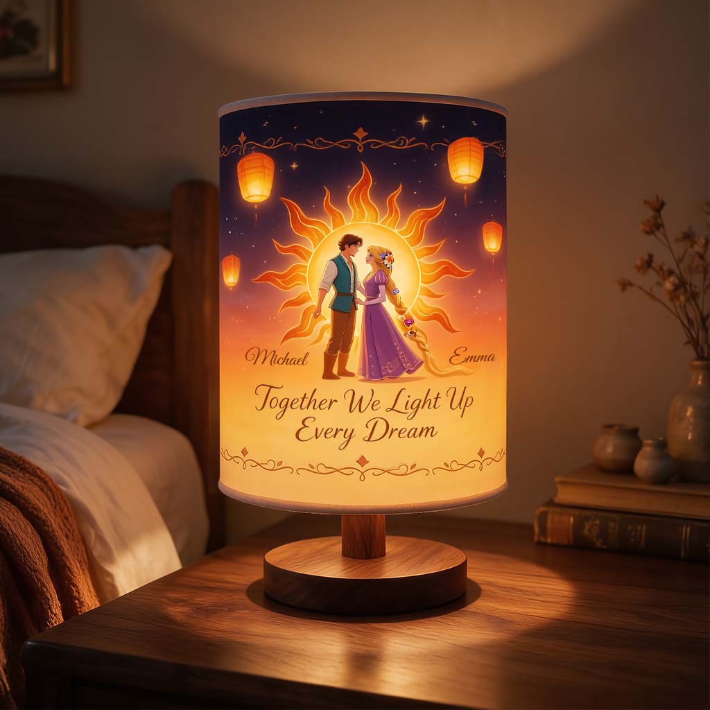 Together We Light Up Every Dream - Personalized Beautiful Princess Table Lamp With Wood Base