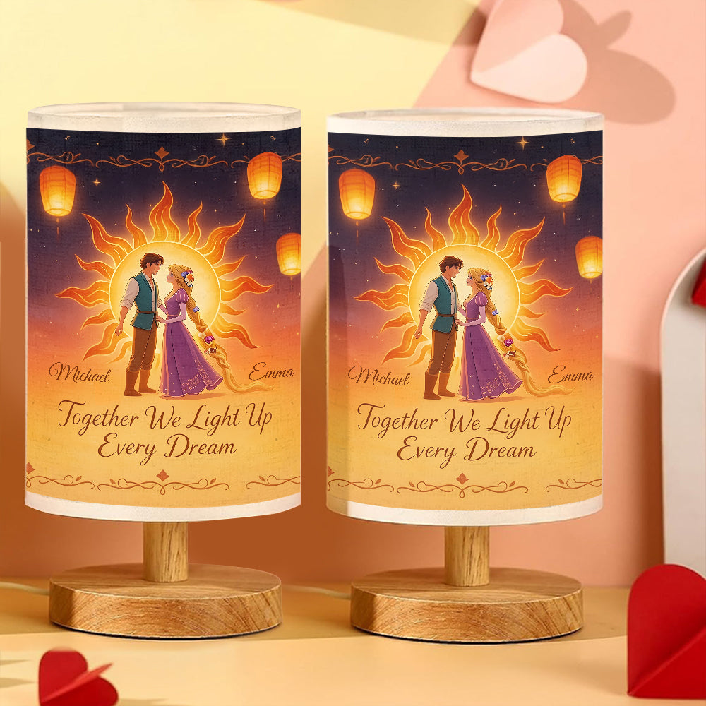 Together We Light Up Every Dream - Personalized Beautiful Princess Table Lamp With Wood Base
