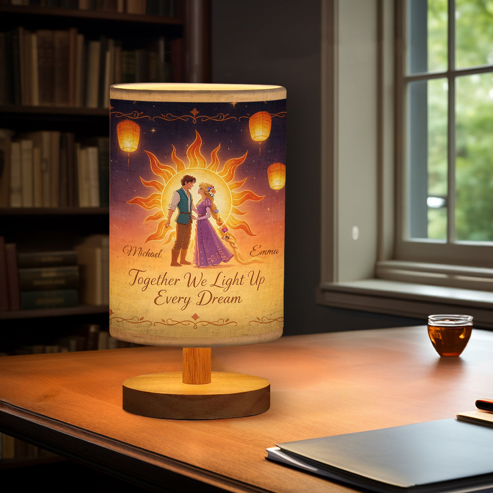 Together We Light Up Every Dream - Personalized Beautiful Princess Table Lamp With Wood Base