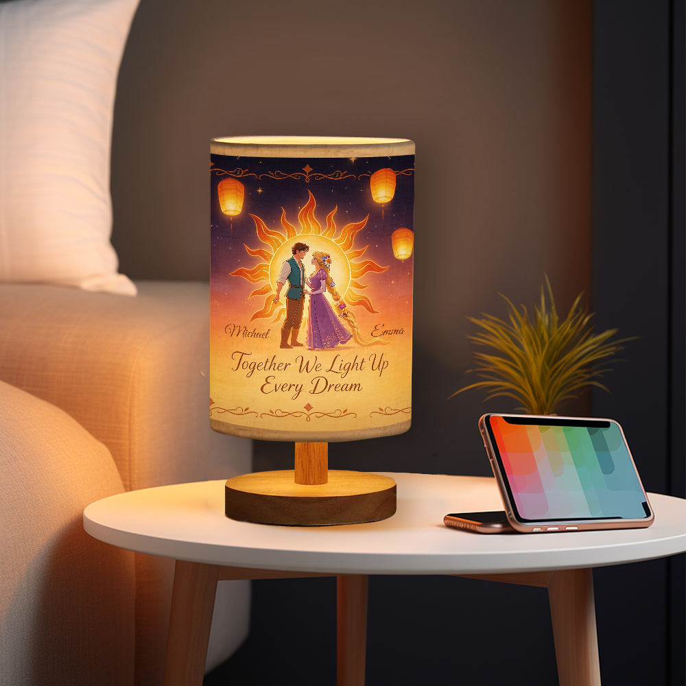 Together We Light Up Every Dream - Personalized Beautiful Princess Table Lamp With Wood Base