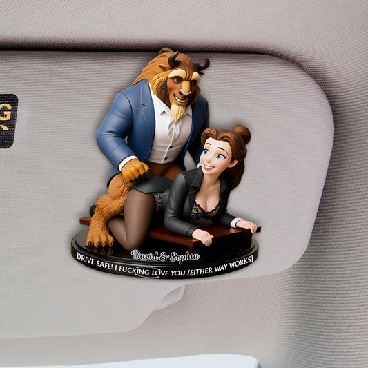 Drive Safe My Love - Personalized Couple Shaped Car Visor Clip