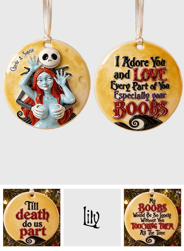 Naughty Spooky Couple - Personalized Nightmare Ceramic Circle Ornament