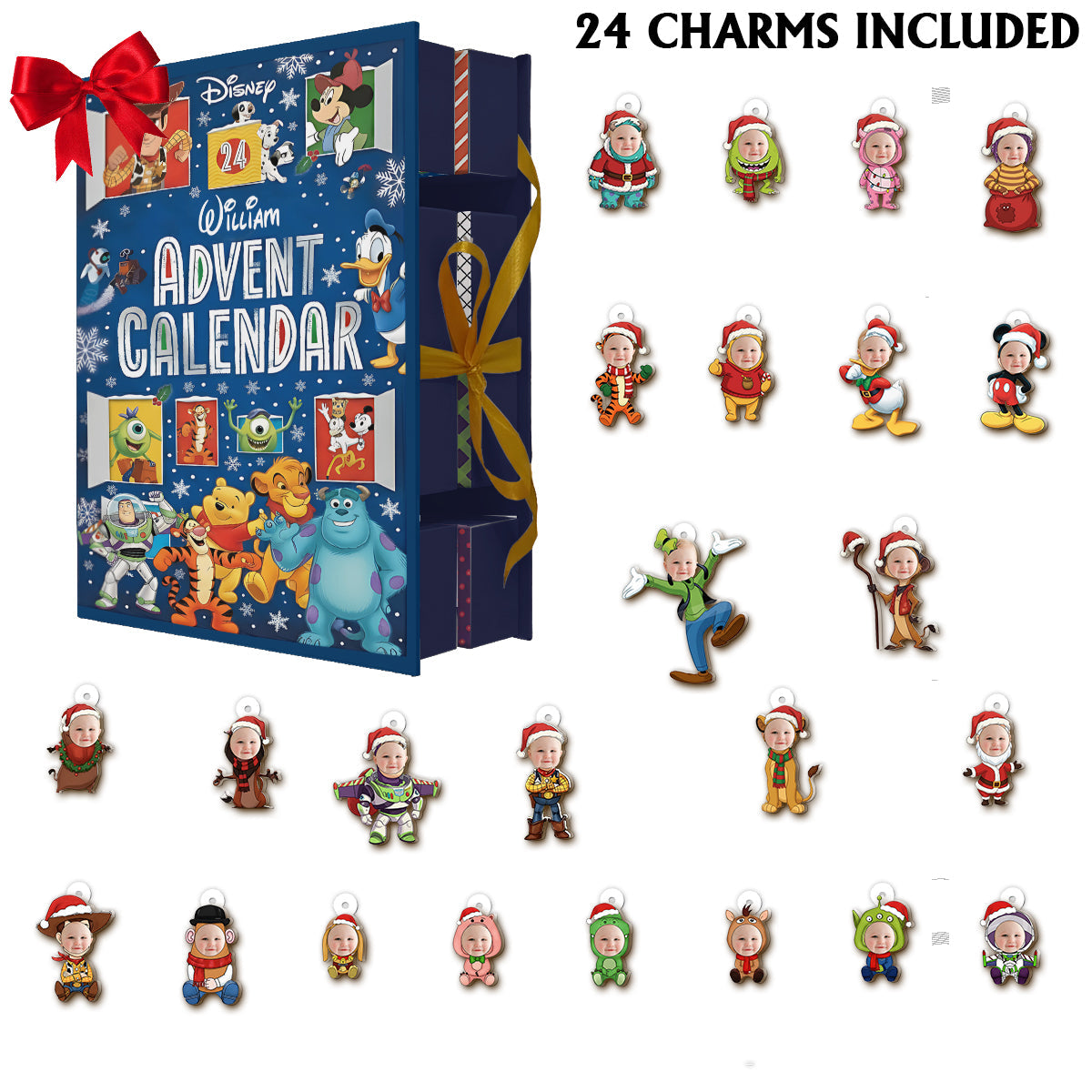 Merry Christmas - Personalized Mouse Folded Advent Calendar With Ornaments