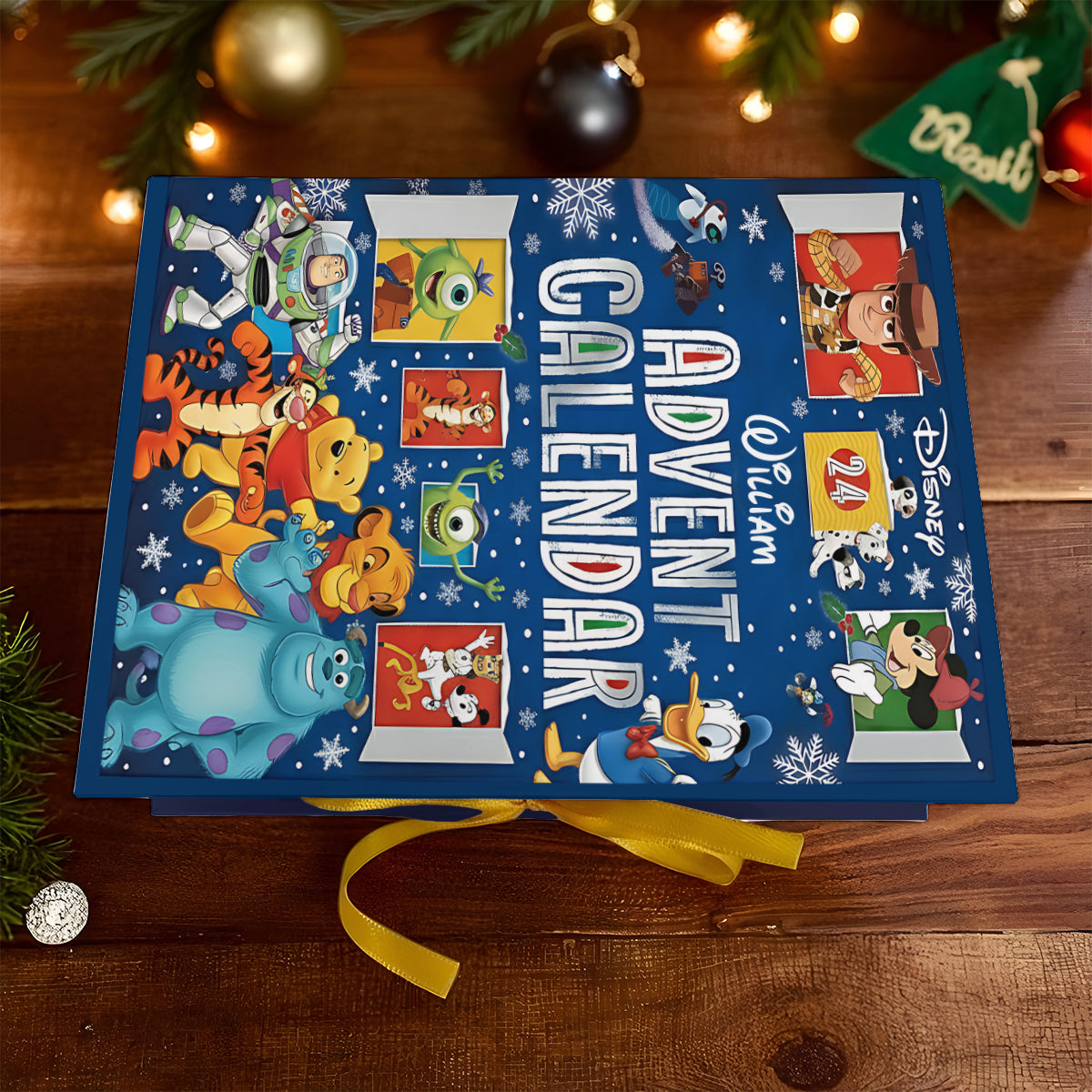 Merry Christmas - Personalized Mouse Folded Advent Calendar With Ornaments