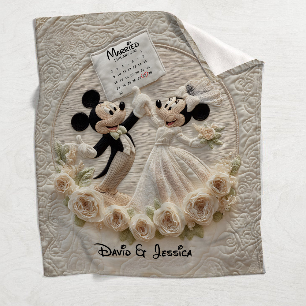 Happy Anniversary Mouse Couple - Personalized Mouse Blanket