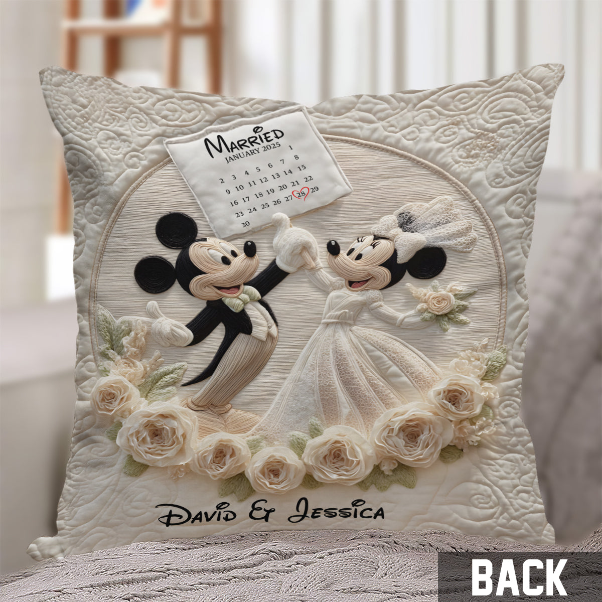 Happy Anniversary Mouse Couple - Personalized Mouse Throw Pillow