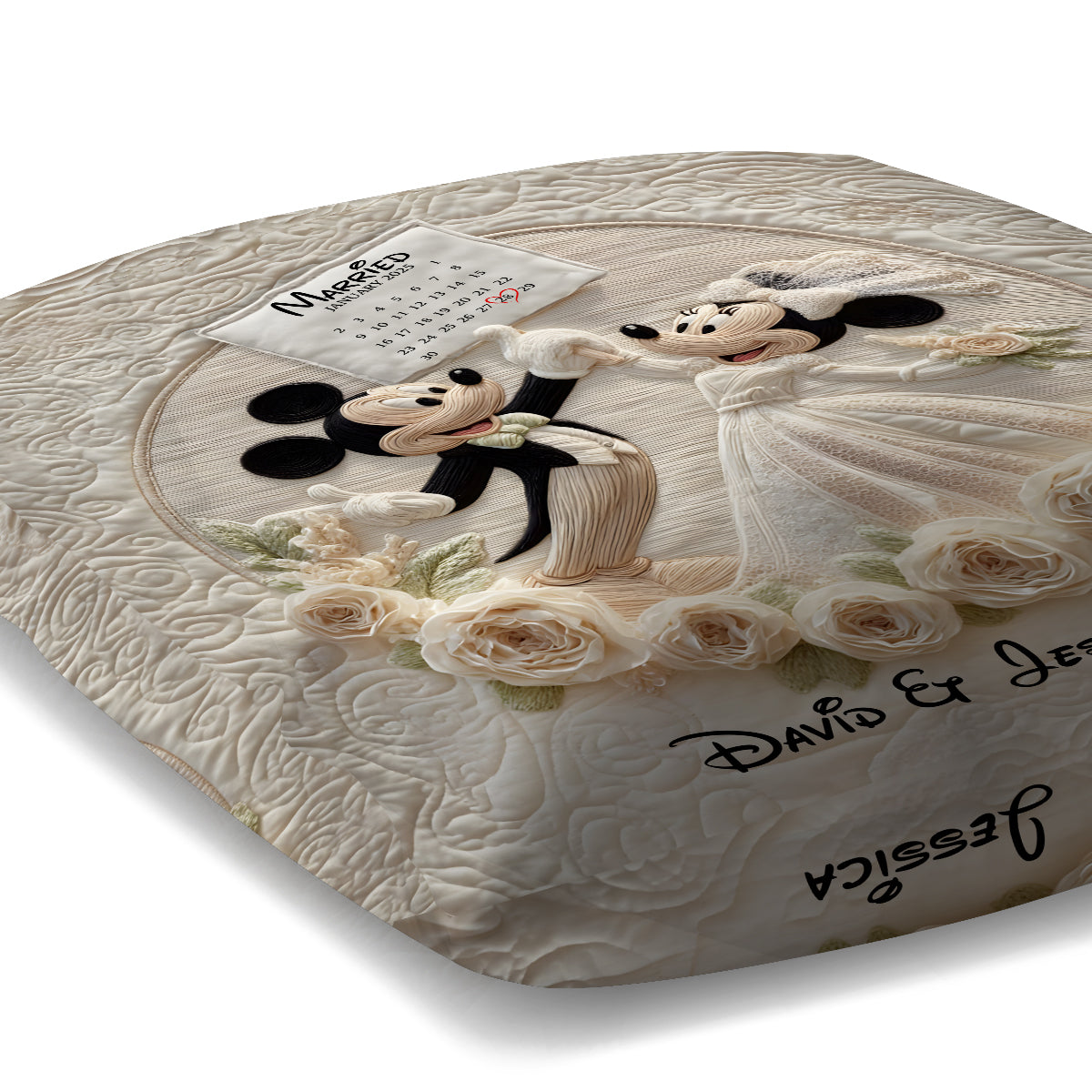 Happy Anniversary Mouse Couple - Personalized Mouse Throw Pillow