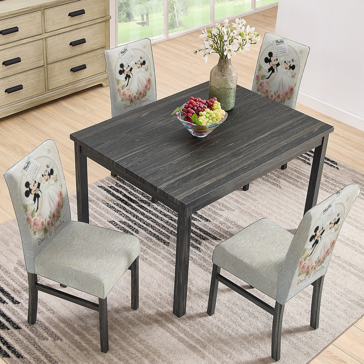 Magical Wedding Anniversary - Personalized Mouse Chair Cover Set