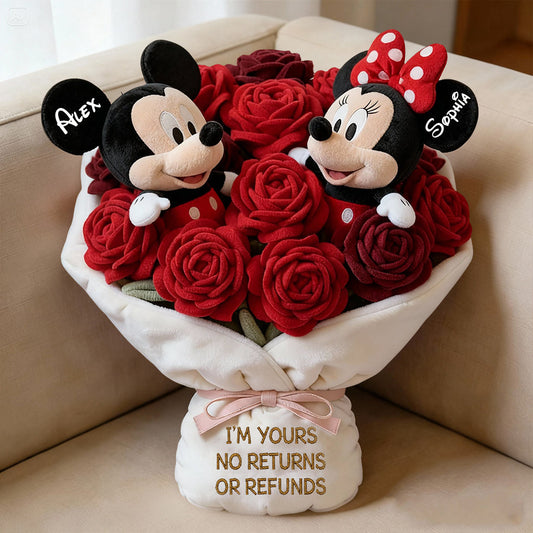 You And Me We Got This Red Rose Bouquet - Personalized Mouse Faux Fur Shaped Pillow