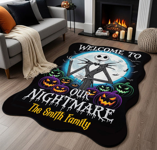 Welcome To Our Nightmare - Personalized Nightmare Shaped Doormat/ Rug