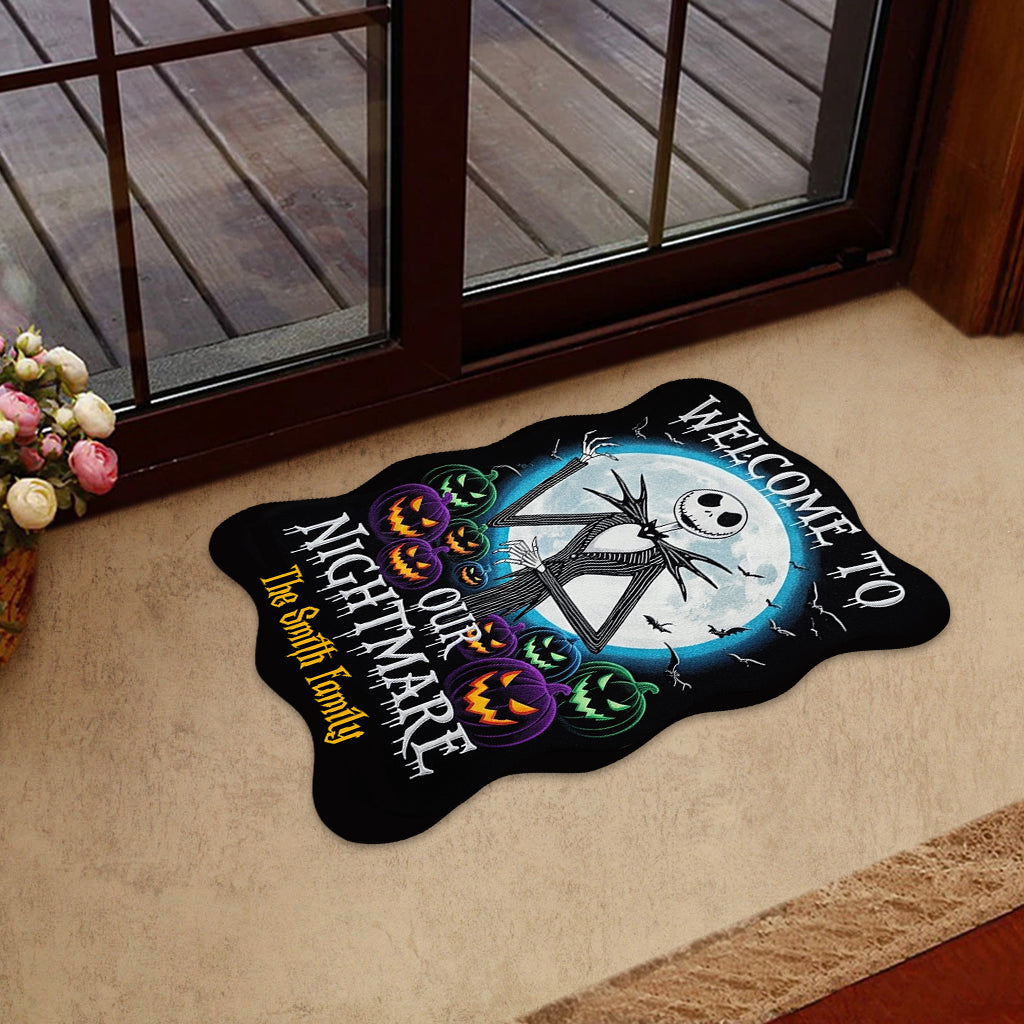 Welcome To Our Nightmare - Personalized Nightmare Shaped Doormat/ Rug