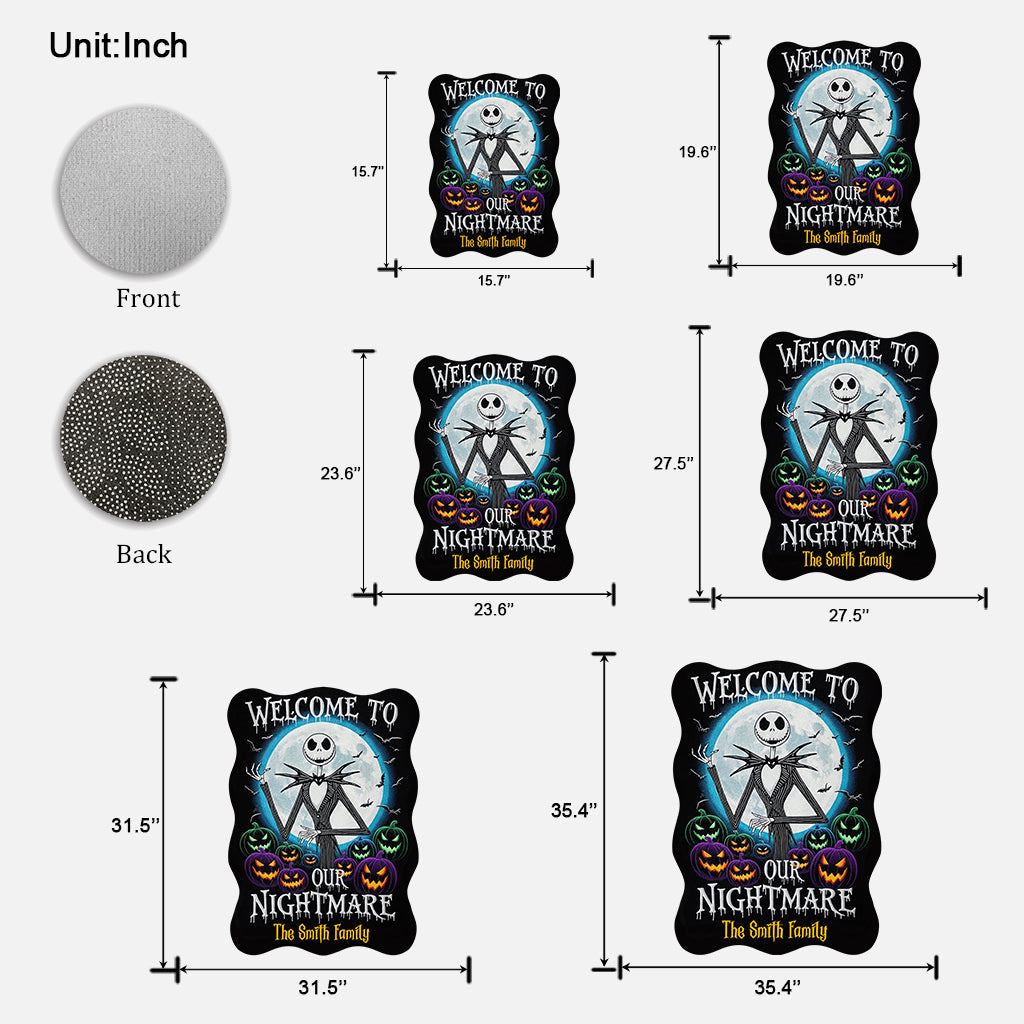 Welcome To Our Nightmare - Personalized Nightmare Shaped Doormat/ Rug