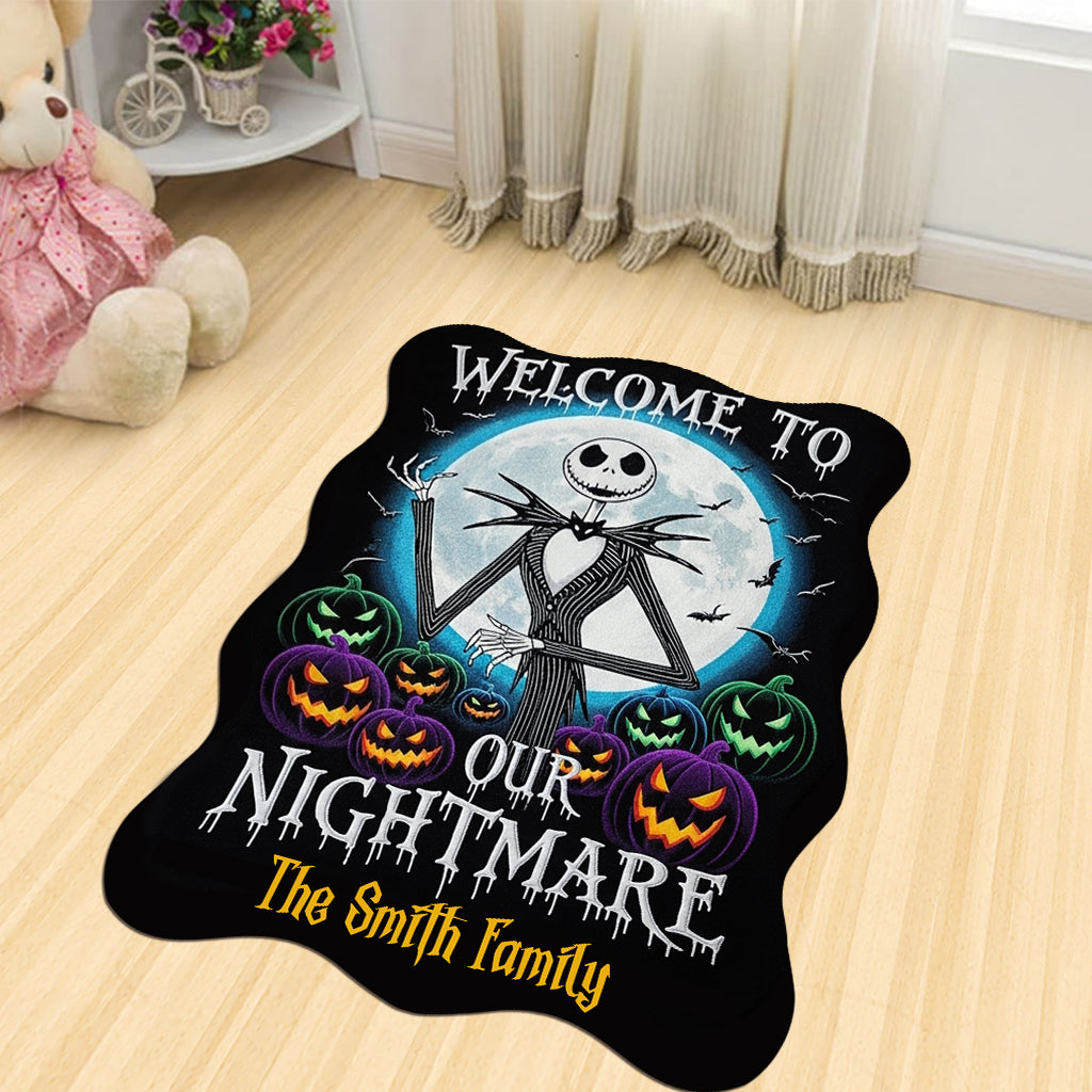Welcome To Our Nightmare - Personalized Nightmare Shaped Doormat/ Rug