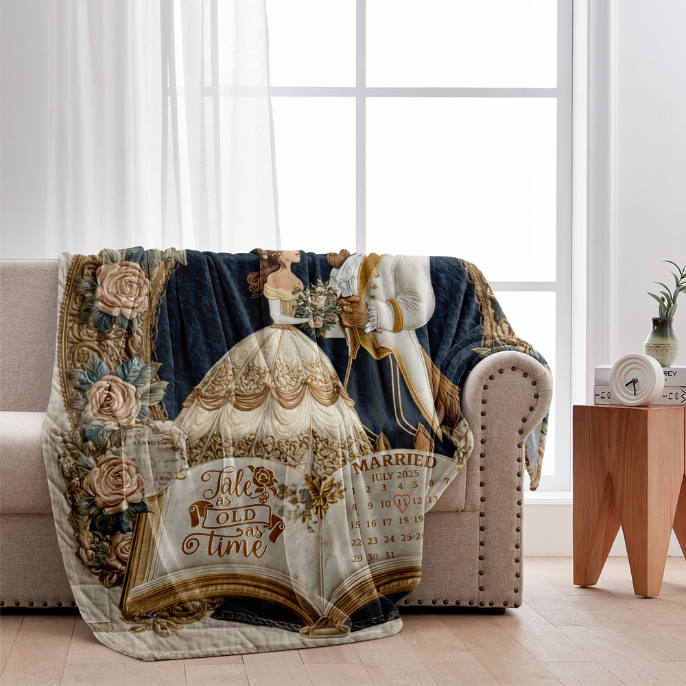 Fairy Tale Romantic Tale As Old As Time - Personalized Couple Blanket