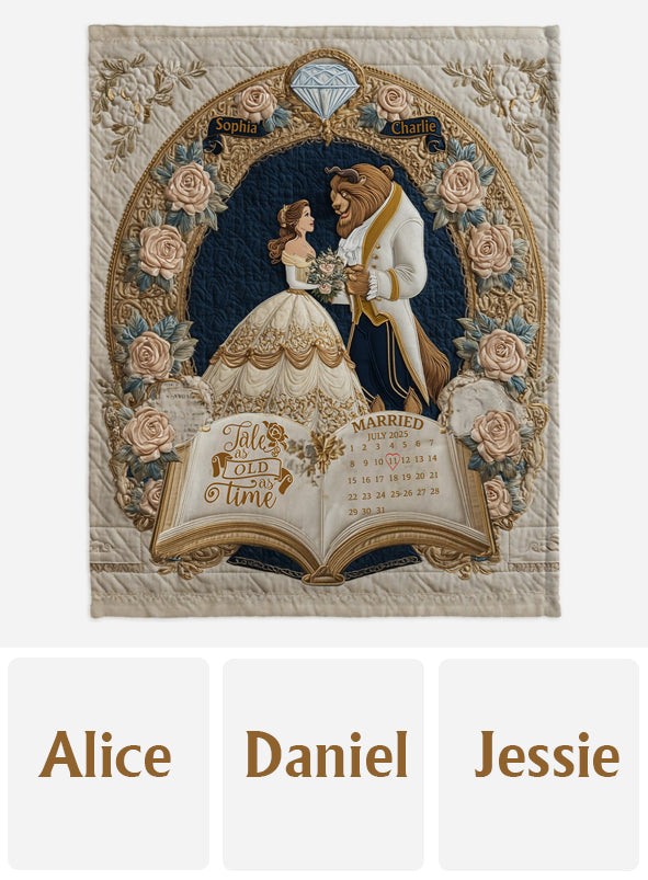 Fairy Tale Romantic Tale As Old As Time - Personalized Couple Blanket