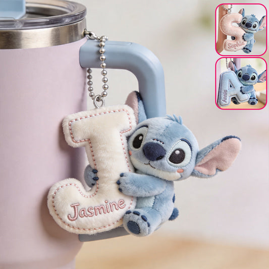 Cute Initial Letter Summer Vibe - Personalized Ohana Plush Keychain