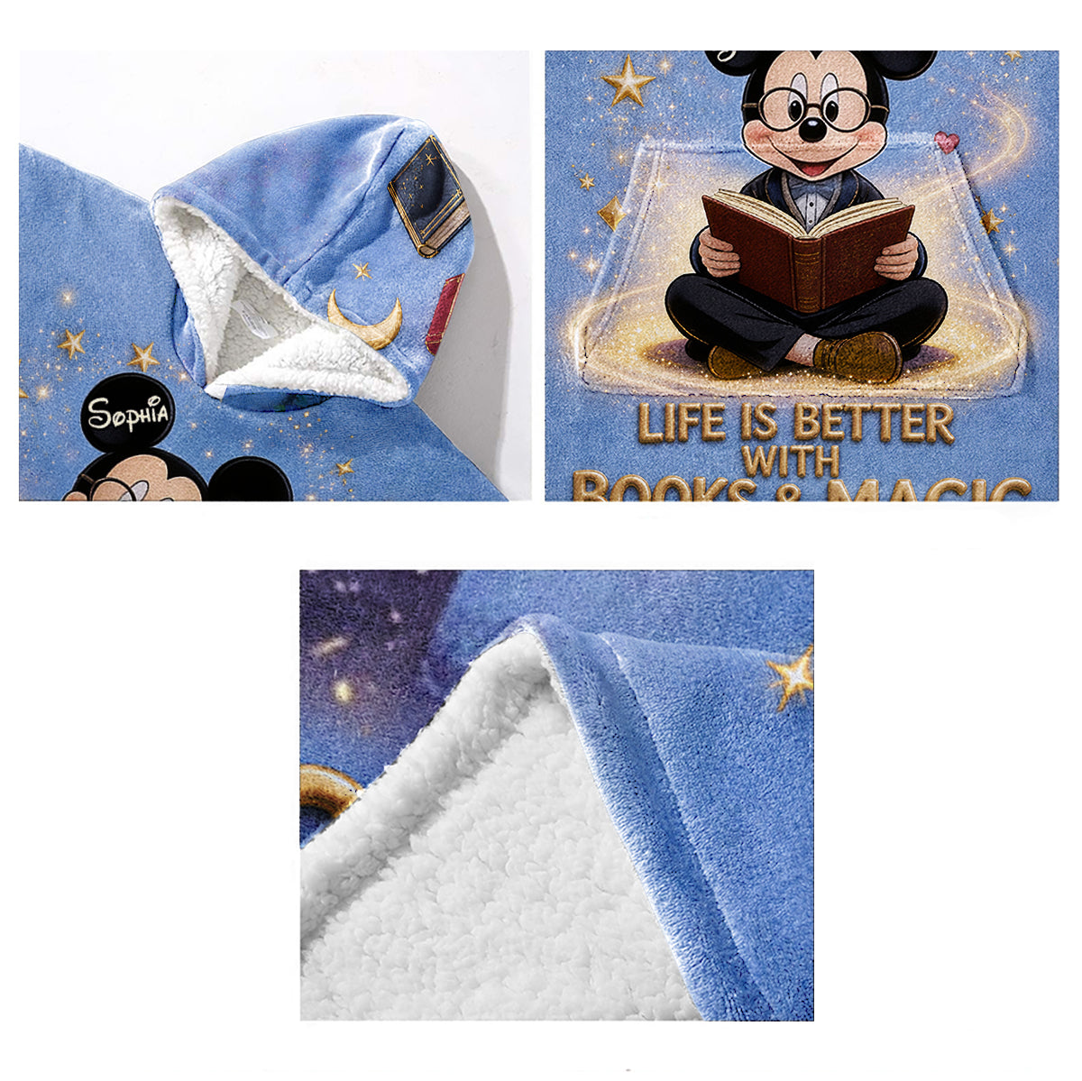 Life Is Better With Books & Magic - Personalized Mouse Blanket Hoodie