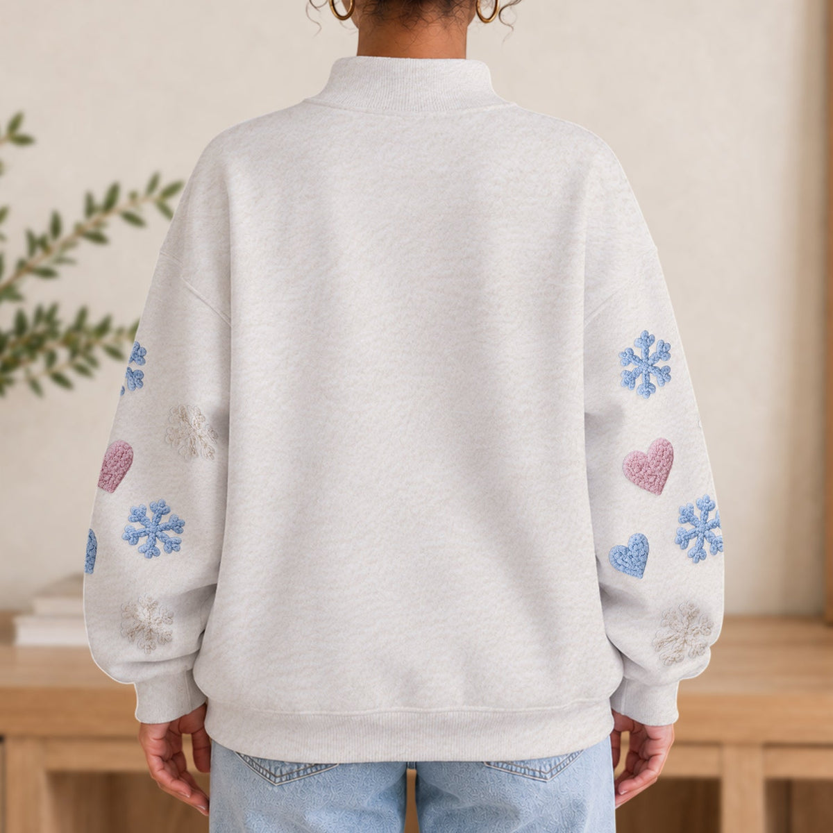 Blue Monster - Personalized Ohana Mock Neck Sweatshirt