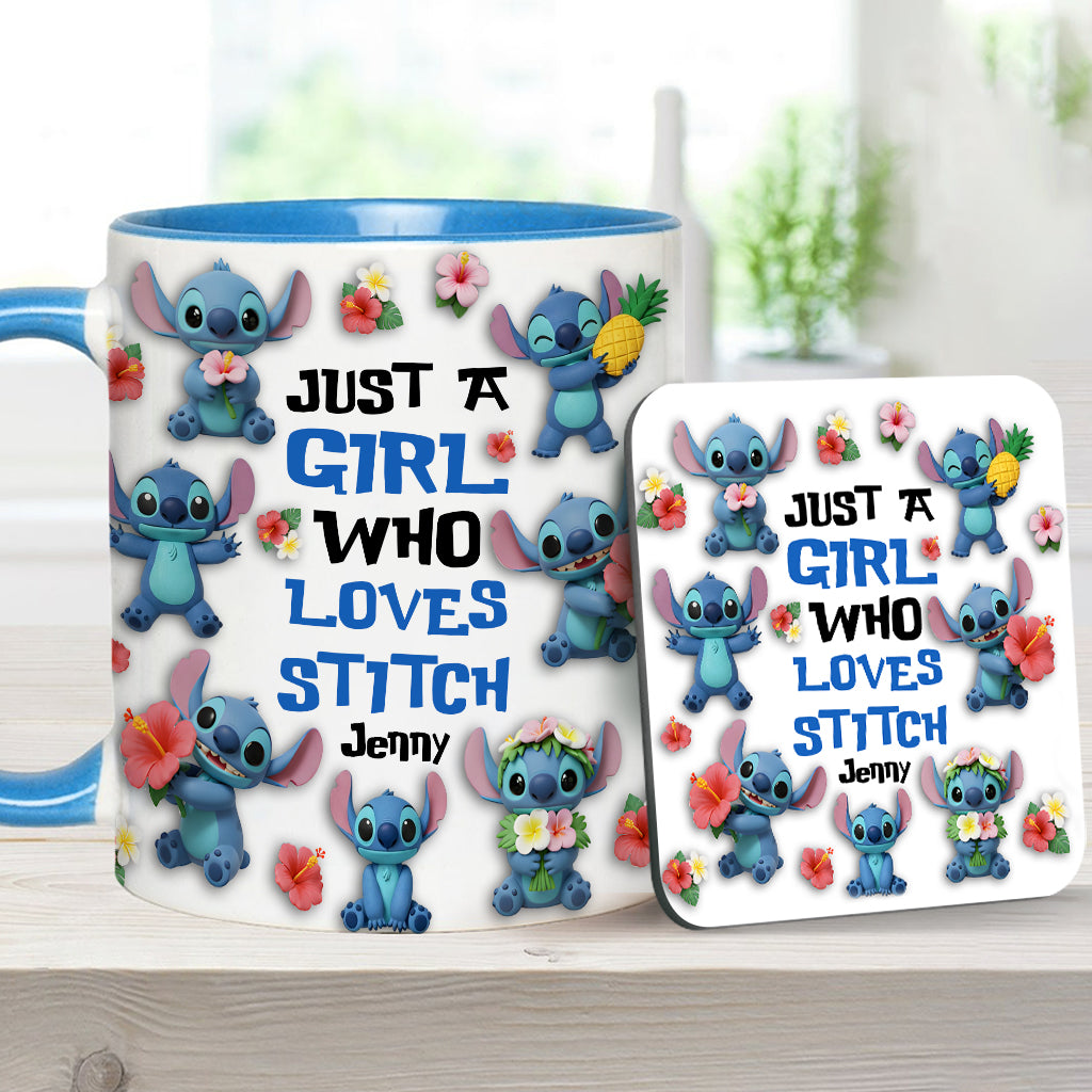 Just A Girl Who Loves Ohana - Personalized Ohana Accent Mug