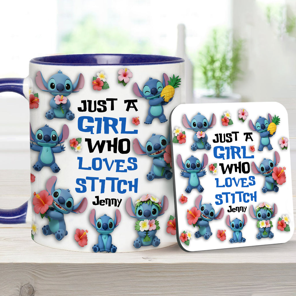 Just A Girl Who Loves Ohana - Personalized Ohana Accent Mug