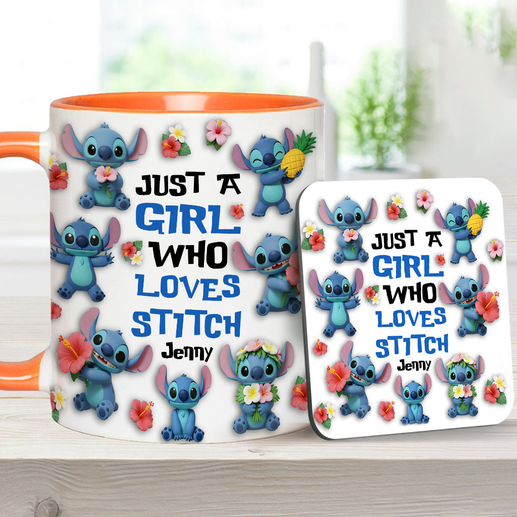 Just A Girl Who Loves Ohana - Personalized Ohana Accent Mug