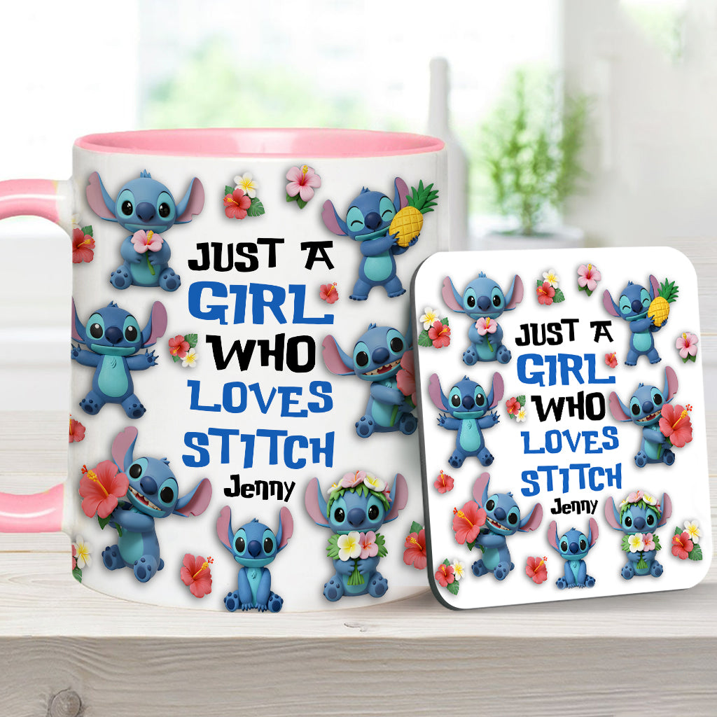 Just A Girl Who Loves Ohana - Personalized Ohana Accent Mug