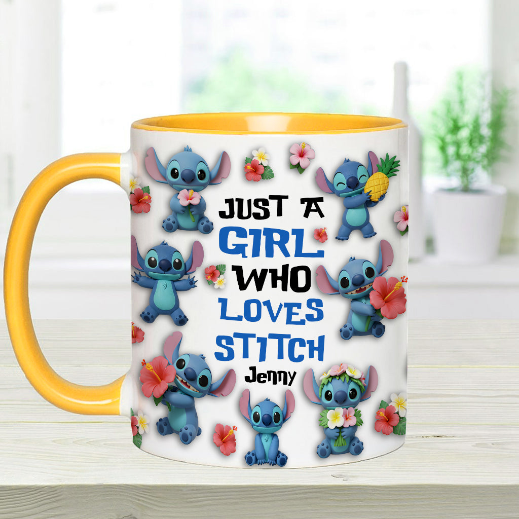 Just A Girl Who Loves Ohana - Personalized Ohana Accent Mug