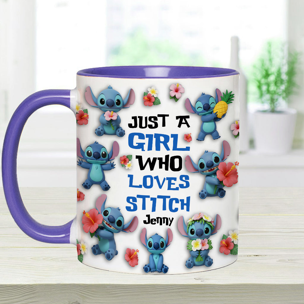 Just A Girl Who Loves Ohana - Personalized Ohana Accent Mug