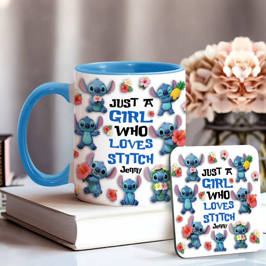 Just A Girl Who Loves Ohana - Personalized Ohana Accent Mug