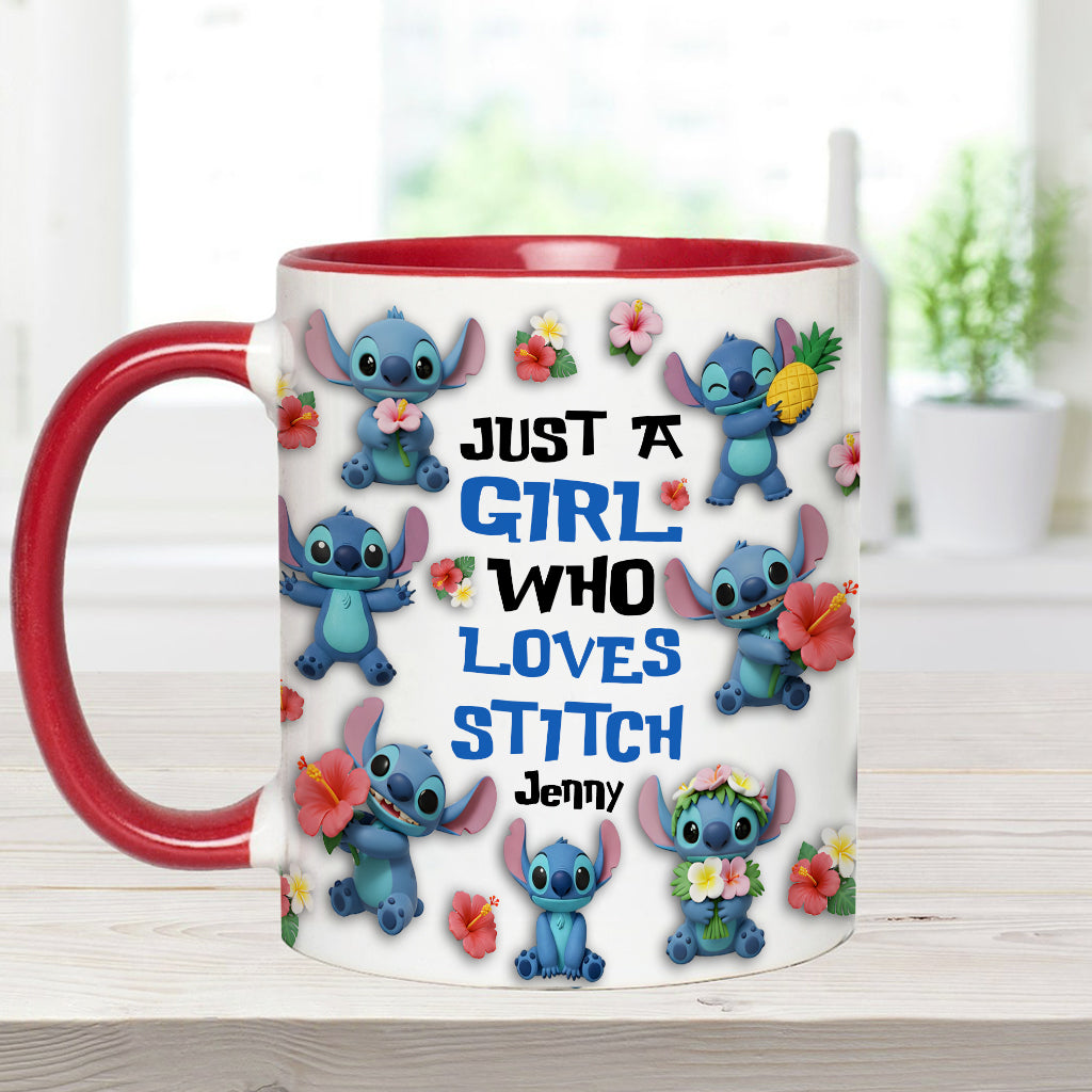 Just A Girl Who Loves Ohana - Personalized Ohana Accent Mug