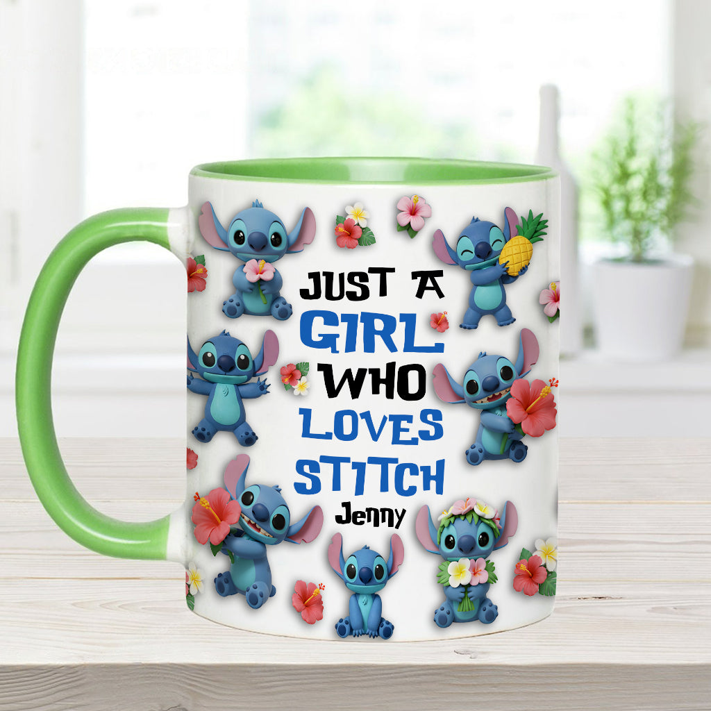 Just A Girl Who Loves Ohana - Personalized Ohana Accent Mug