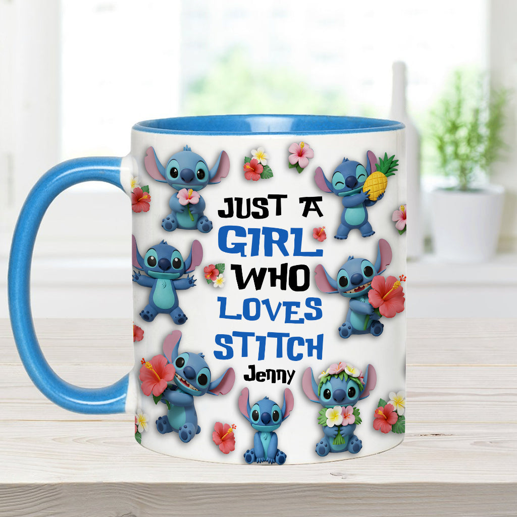 Just A Girl Who Loves Ohana - Personalized Ohana Accent Mug