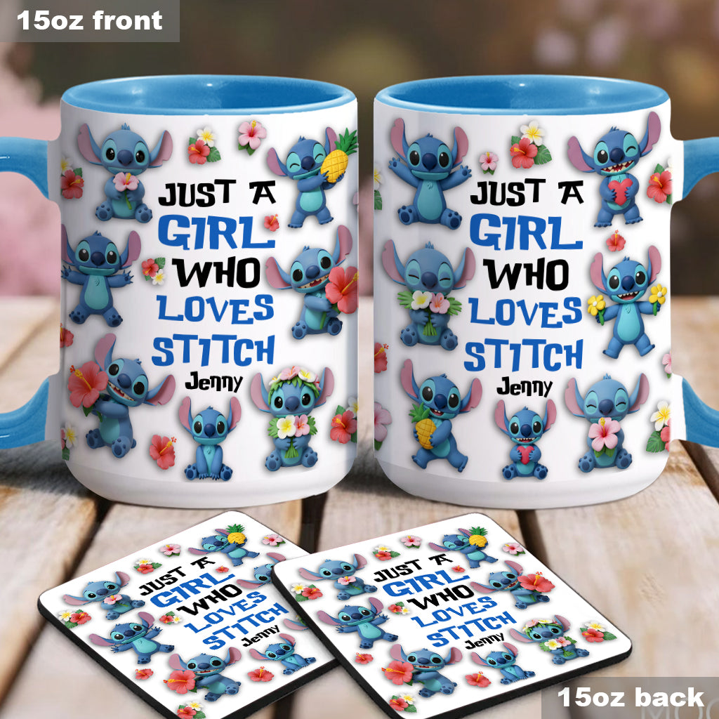 Just A Girl Who Loves Ohana - Personalized Ohana Accent Mug