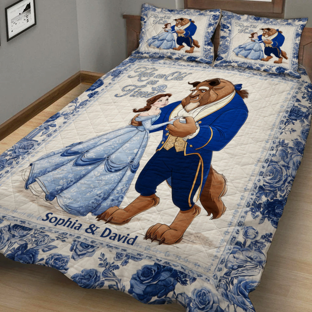 Tale as Old as Time - Couple Gift Toyle De Jouy Style - Personalized Couple Quilt Set