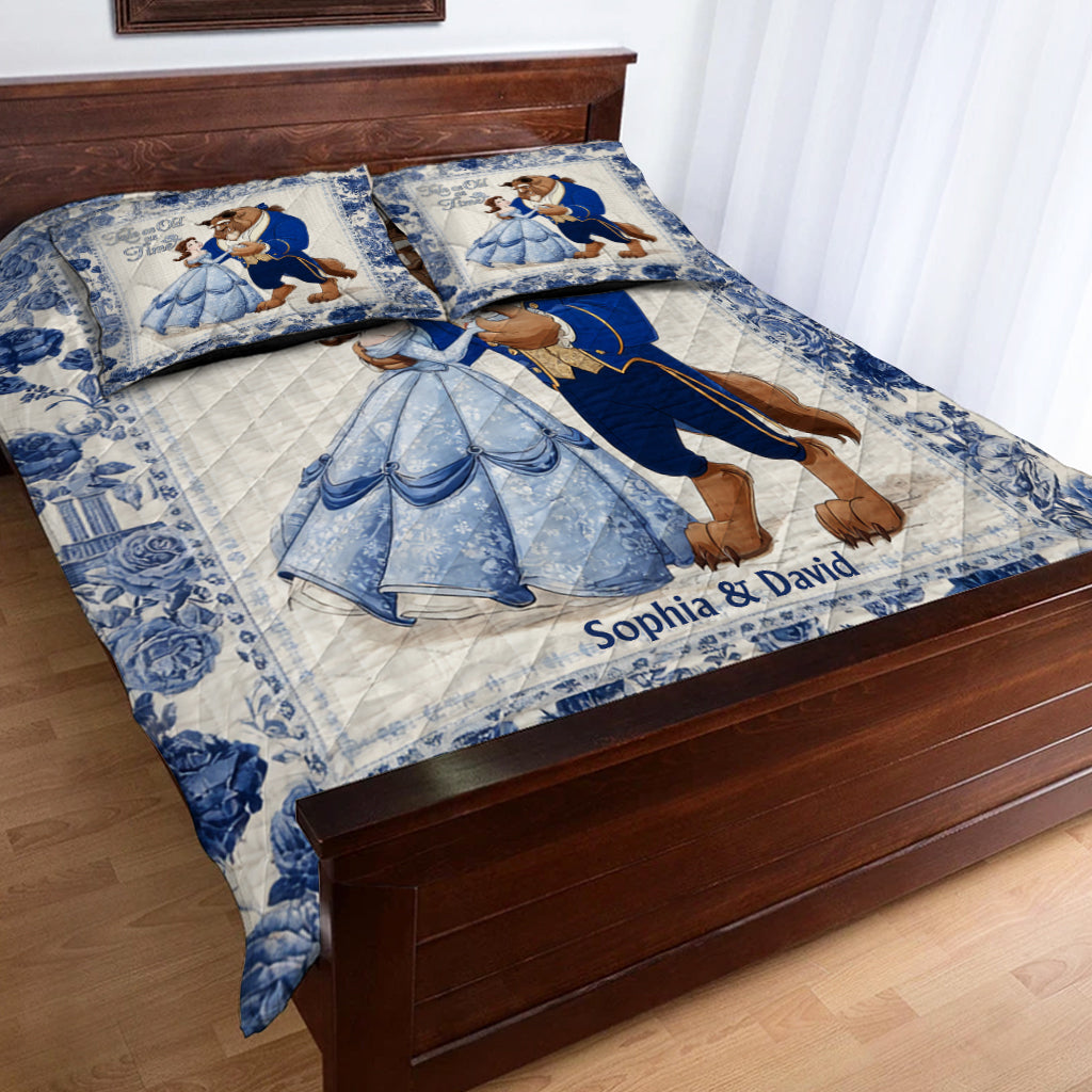 Tale as Old as Time - Couple Gift Toyle De Jouy Style - Personalized Couple Quilt Set
